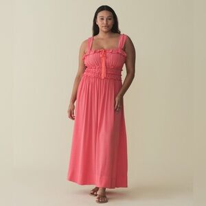 New Doen Carolynn midi dress in coral rose